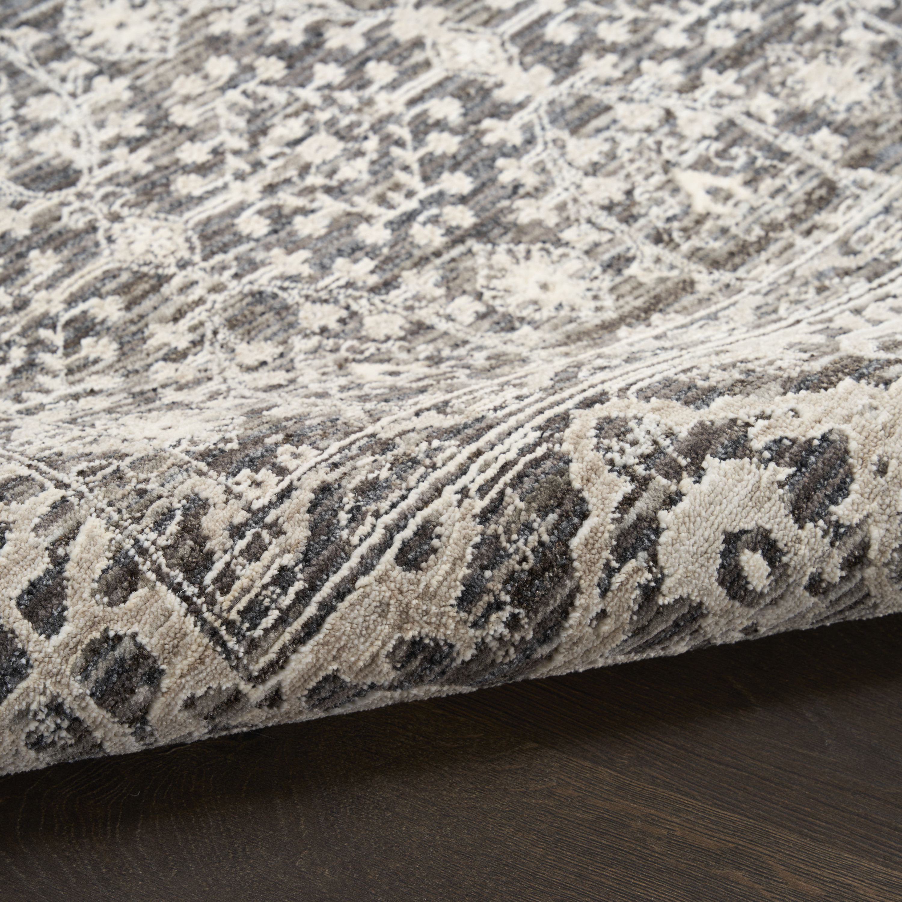 Nourison Shadows 5'3" x 7'3" Charcoal Ivory Vintage Indoor Rug
