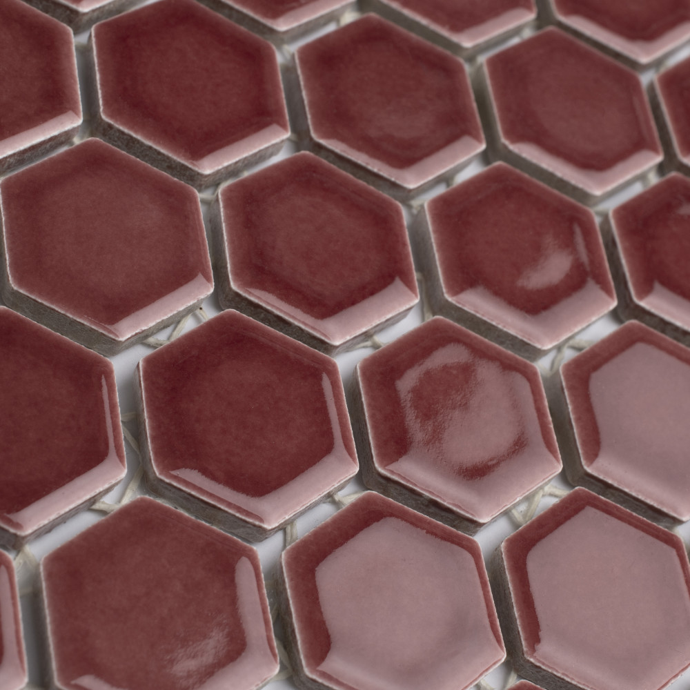 Tribeca 1″ Hex Glossy Rusty Red 10-1/4 in. x 11-7/8 in. Porcelain Mosaic Tile