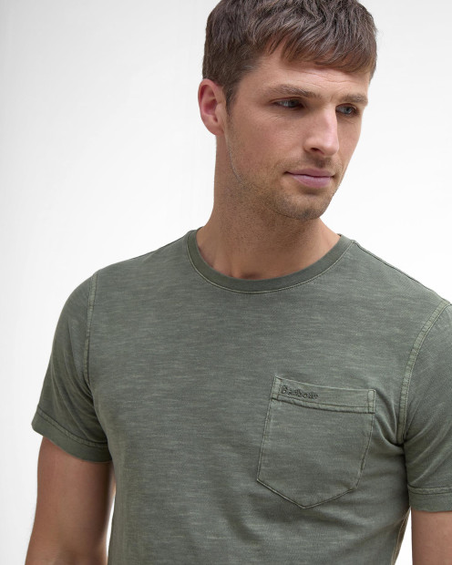 T-shirt con taschino tinta con pigmenti 