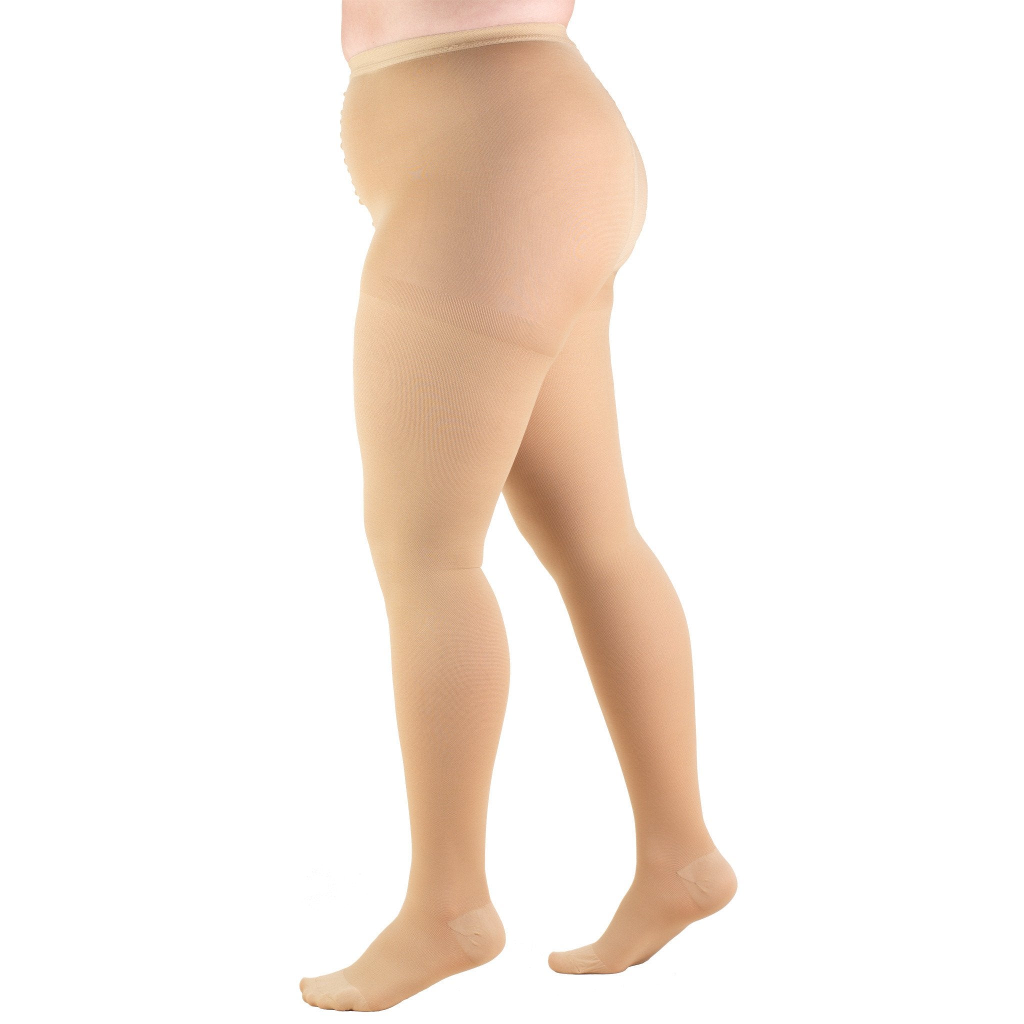Compression Pantyhose Truform® Plus Size Waist High Medium Beige Closed Toe