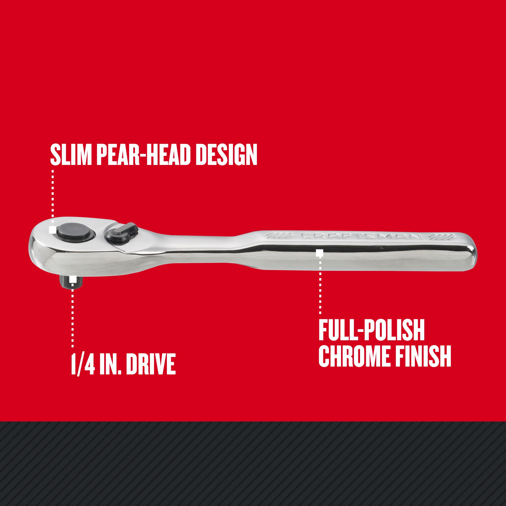 Graphic of CRAFTSMAN Wrenches: Ratchet highlighting product features