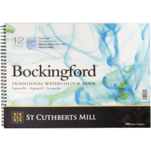 Bockingford Watercolor Pad, Cold Pressed, Spiral Binding, 140lb/300gsm, 12 Sheet, 10x14 inch, 1 Count