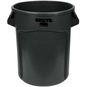 Rubbermaid Commercial, VENTED BRUTE, 20 gal, Resin, Black, Round, Receptacle