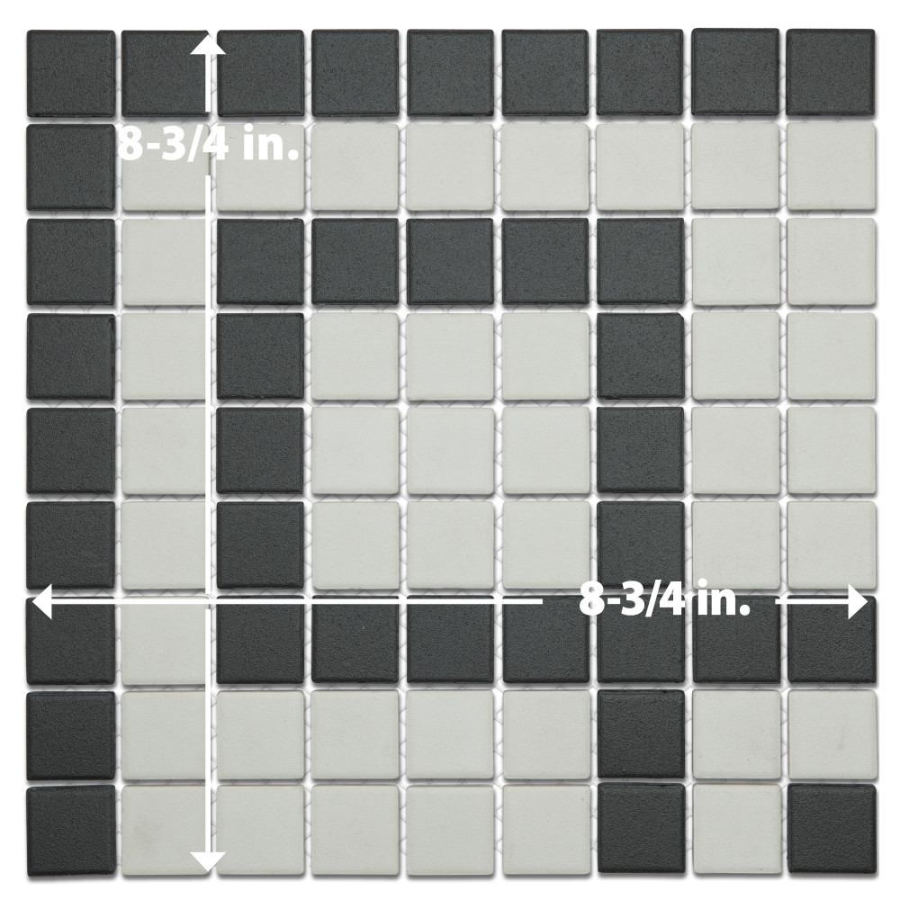 Gotham 1″ Greek Corner Unglazed Black and White 8-3/4 in. x 8-3/4 in. Porcelain Mosaic Tile