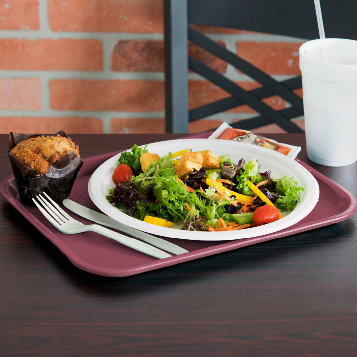 10" x 14" polypropylene fast-food tray in burgundy
