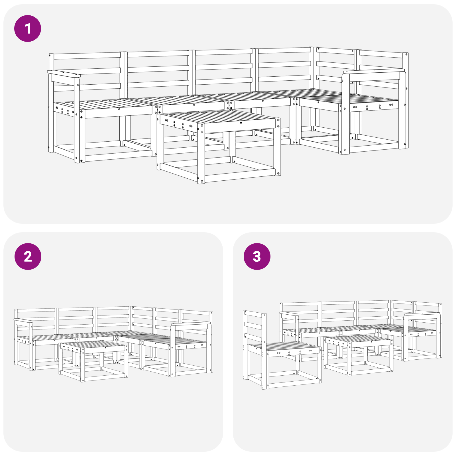 Buiten bankenset 6 pcs Wit Massief Acaciahout image 6