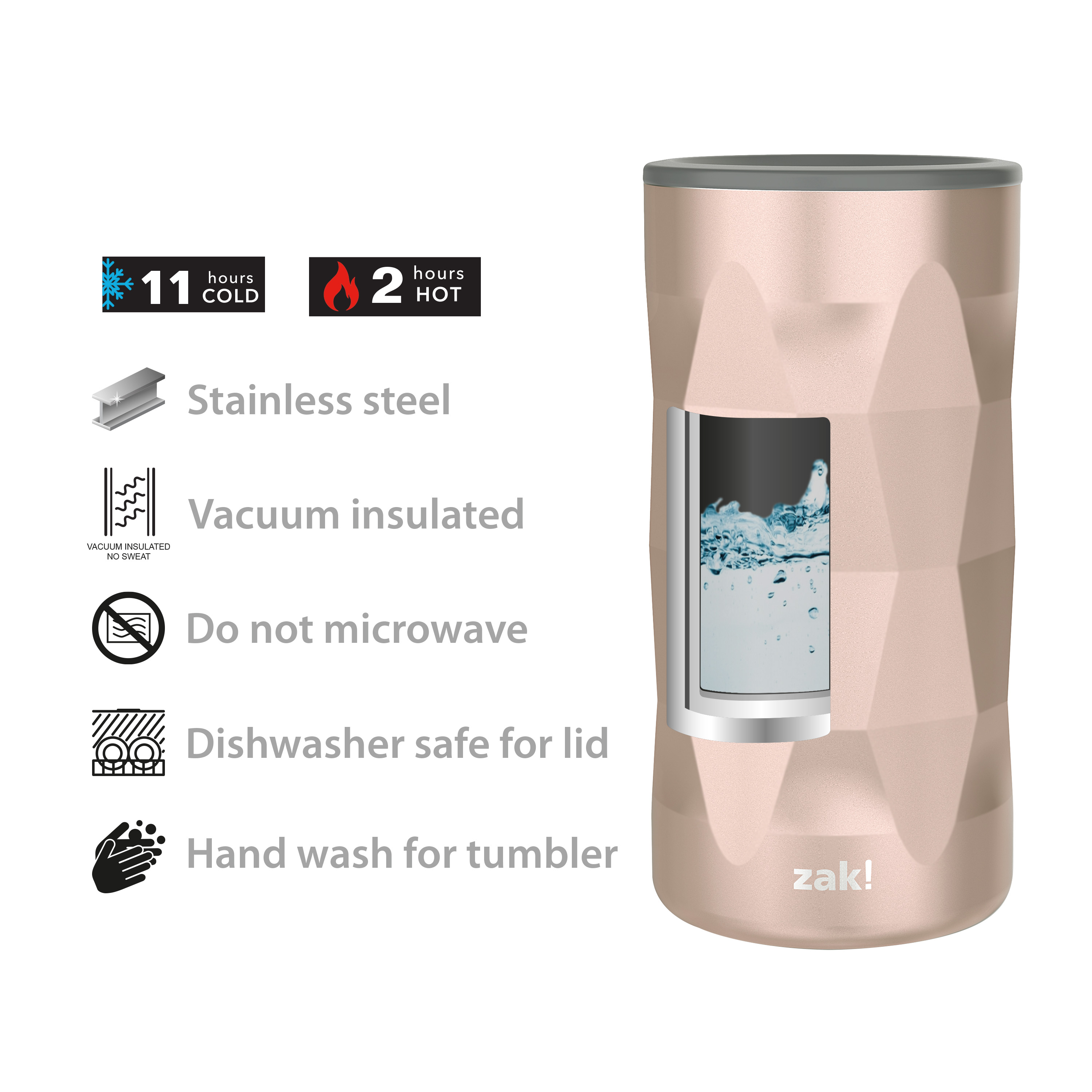 Fractal 12 ounce Vacuum Insulated Stainless Steel Tumbler, Rose Gold slideshow image 8 Fractal 12 ounce Vacuum Insulated Stainless Steel Tumbler, Rose Gold slideshow image 8