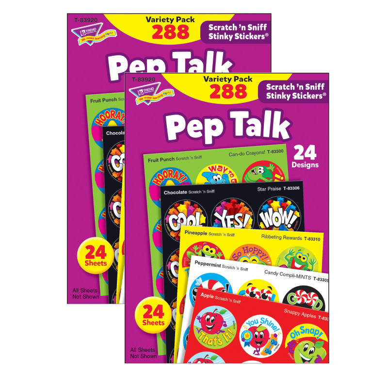 Pep Talk Stinky Stickers® Variety Pack, 288 Count Per Pack, 2 Packs
