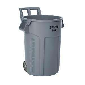 Rubbermaid Commercial, VENTED BRUTE®, Wheeled, 32gal, Resin, Gray, Round, Receptacle