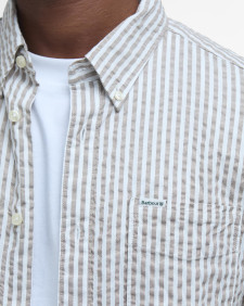 Cresswell Seersucker Regular Short-Sleeved Shirt Stone