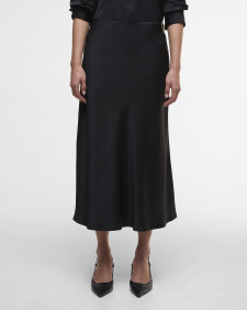 Kaia Satin Midi Skirt Black