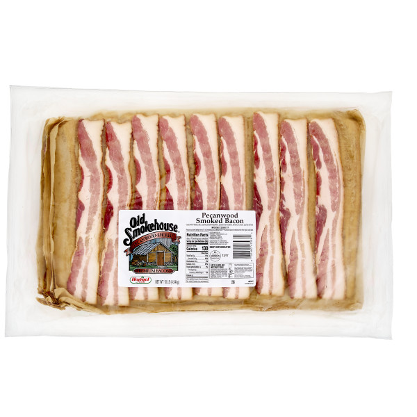 OLD SMOKEHOUSE(r) Bacon, Pecanwood Smoked, 13/17 slice, 2/10lb. . C1CB - Front Center Inner Pack (Hi Res)