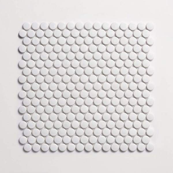 porcelain | white matte | penny rounds mosaic sheet 