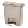 Rubbermaid Commercial, Streamline, Step-On, 4 gal, Resin, Beige, Rectangle, Receptacle