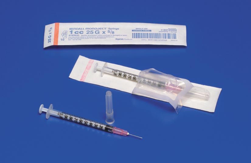 Monoject™ Tuberculin Syringe with Needle, 27 Gauge, 1/2 Inch