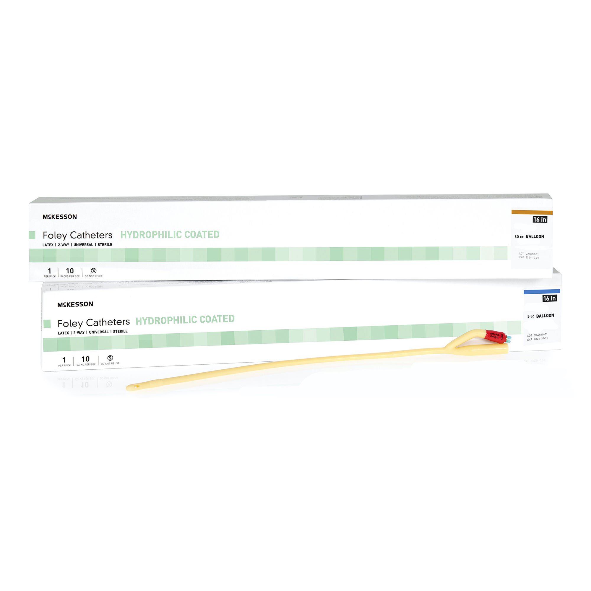 McKesson Hydrophilic-Coated Latex Foley Catheter, Coudé Tip, 18 Fr.