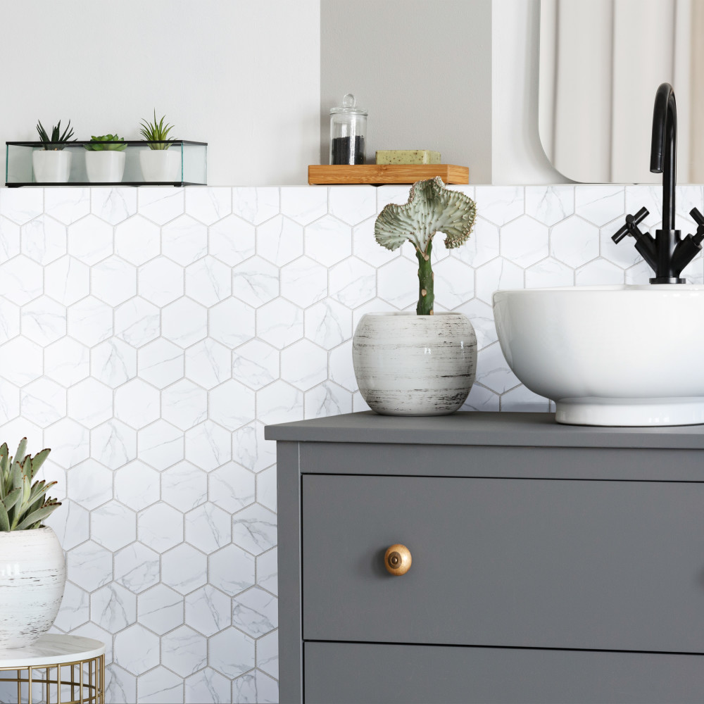 Carrione Super Hex Matte Carrara 10 in. x 11-1/2 in. Porcelain Mosaic Tile