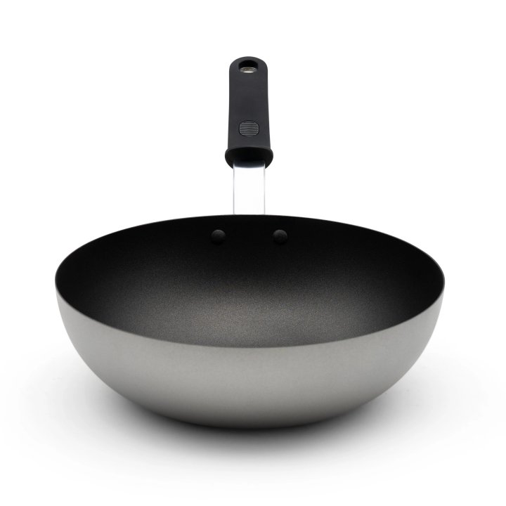 11-inch carbon steel induction stir-fry pan with SteelCoat x3™ nonstick coating and silicone handle