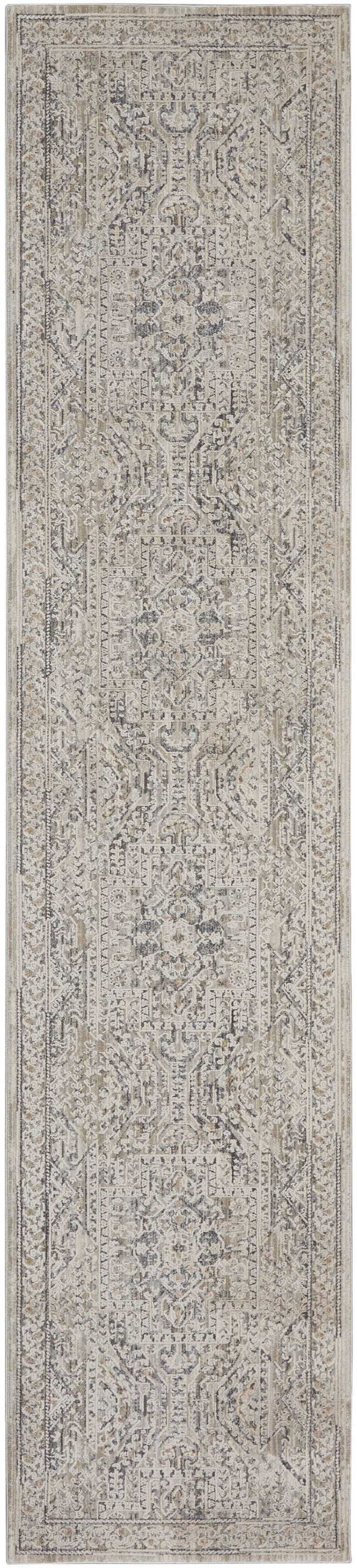 Nourison Lynx 2'3" x 10' Ivory Grey Blue Vintage Indoor Rug