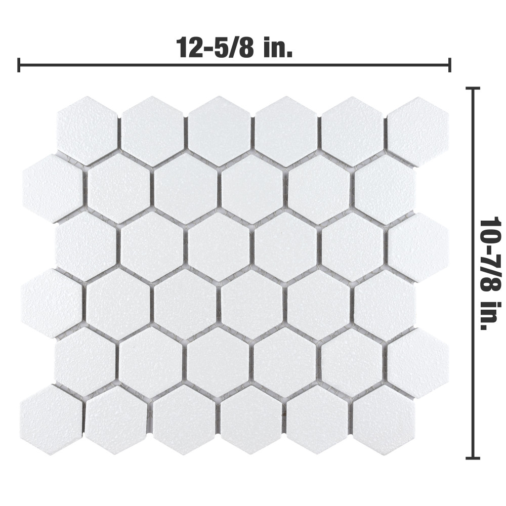 Hudson Due 2″ Hex Crystalline White 10-7/8 in. x 12-5/8 in. Porcelain Mosaic Tile