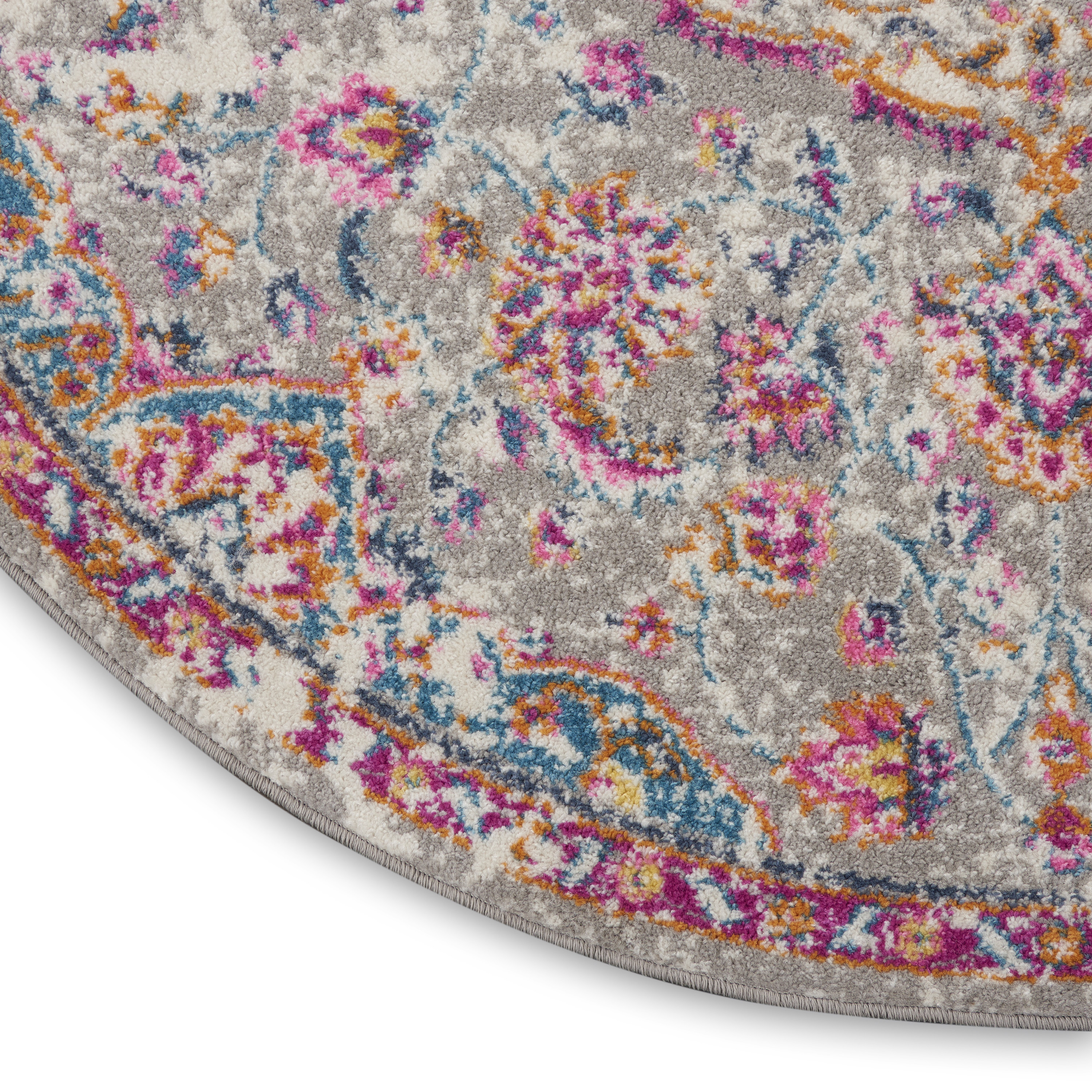 Nourison Passion 5' x Round Grey Multicolor Transitional Indoor Rug