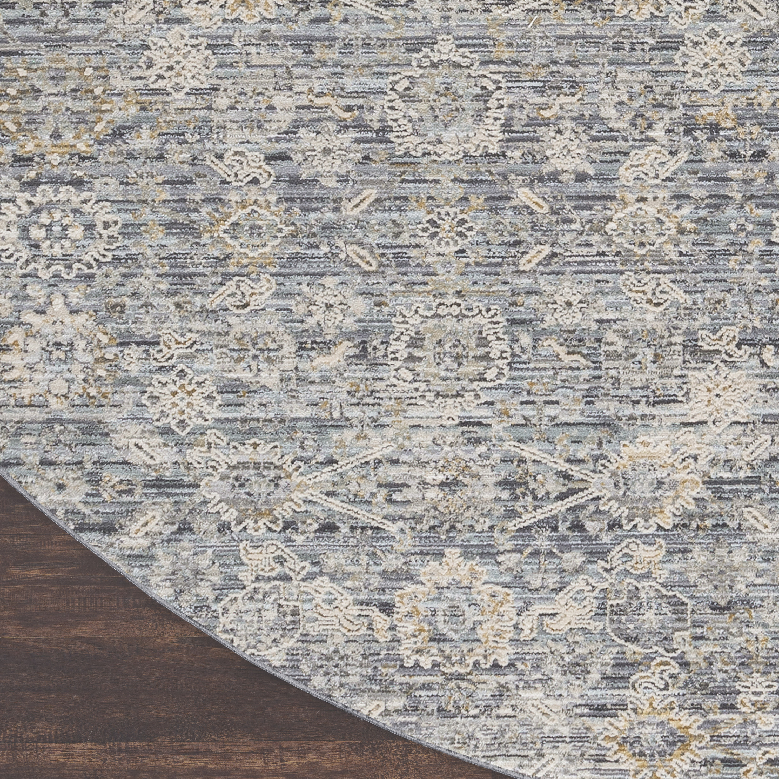 Nourison Lynx 7’10” x Round Charcoal Vintage Indoor Rug