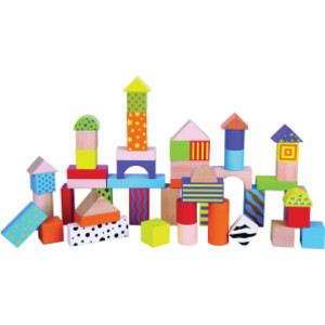 Wooden Blocks Building Set, 50 Pieces