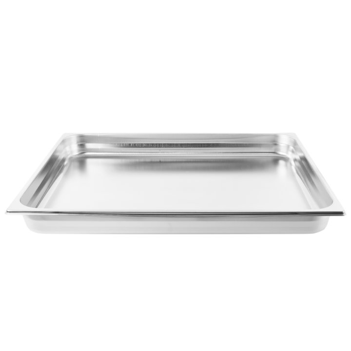 Double-wide 2 ½-inch-deep stainless steel steam table pan