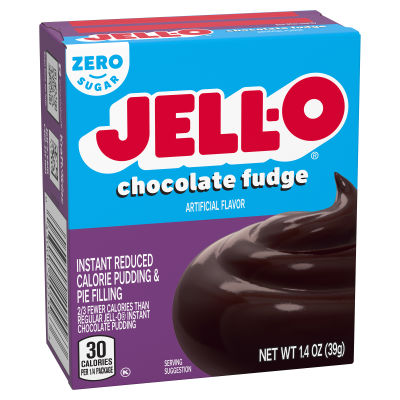 JELL-O Zero Sugar Chocolate Fudge Instant Pudding & Pie Filling, 1.4 oz Box