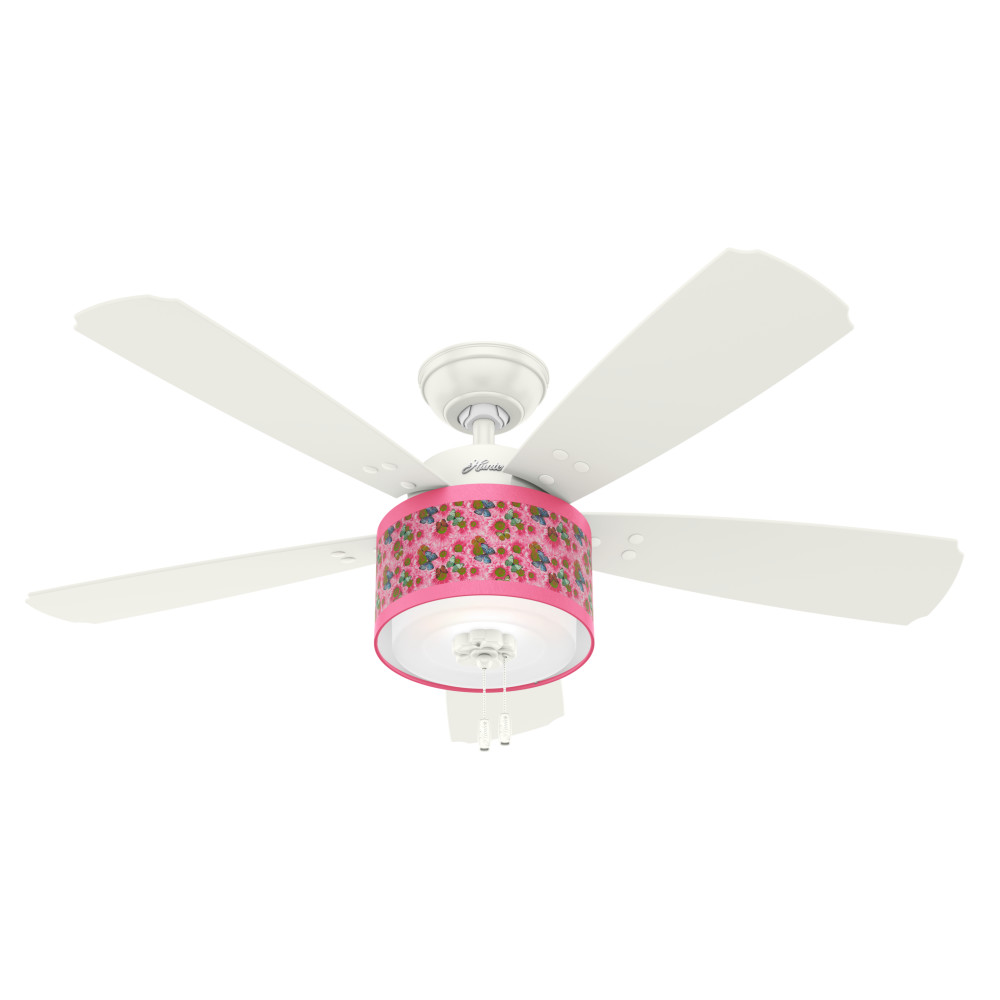 Hunter 48" Jesse Ceiling Fan with Light Pull Chain Kids Room Pink