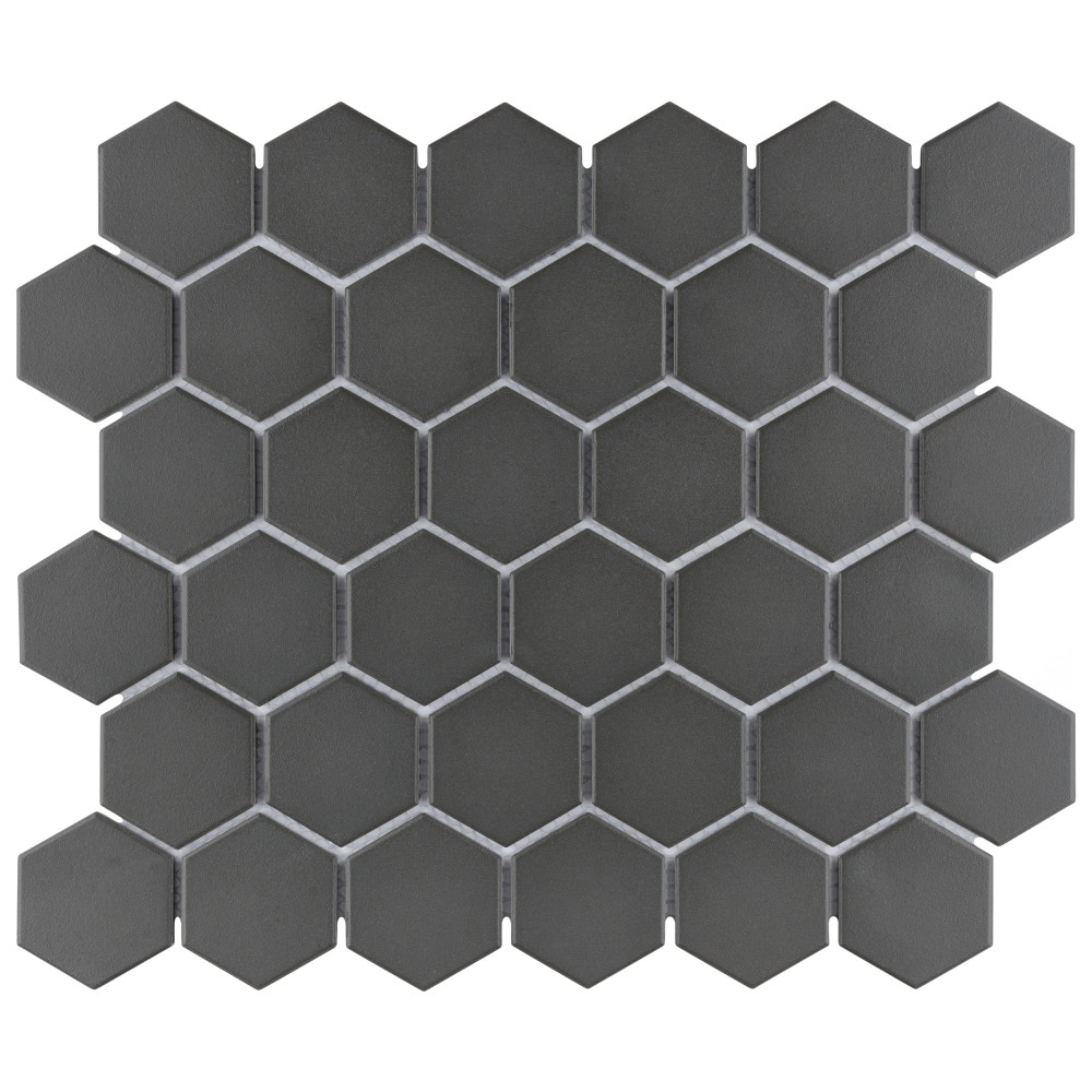 Gotham 2″ Hex Black 11-1/8 in. x 12-5/8 in. Porcelain Mosaic Tile