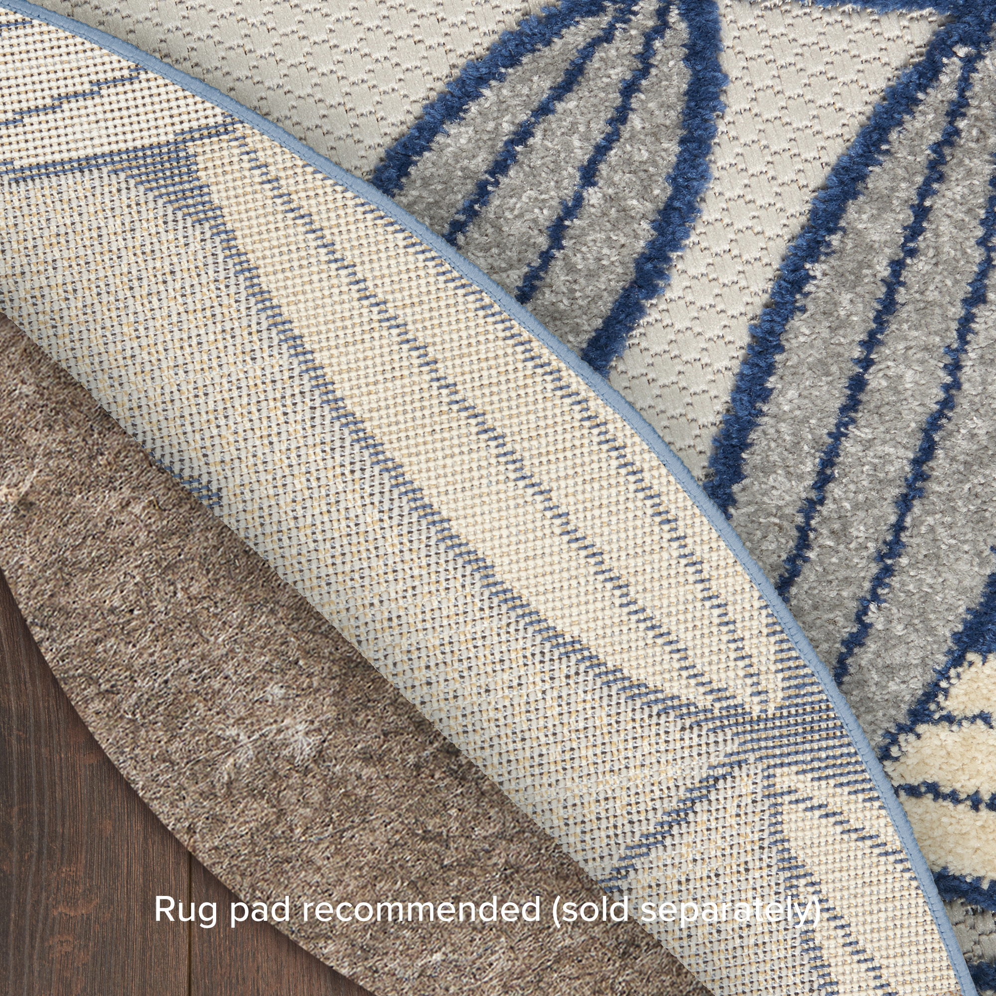 Nourison Aloha 5'3" x Round Ivory Navy Tropical Rug