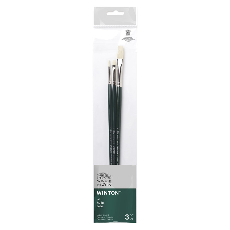 Winton Oil Brushes, Long Handle, Pack #2, Set of 3