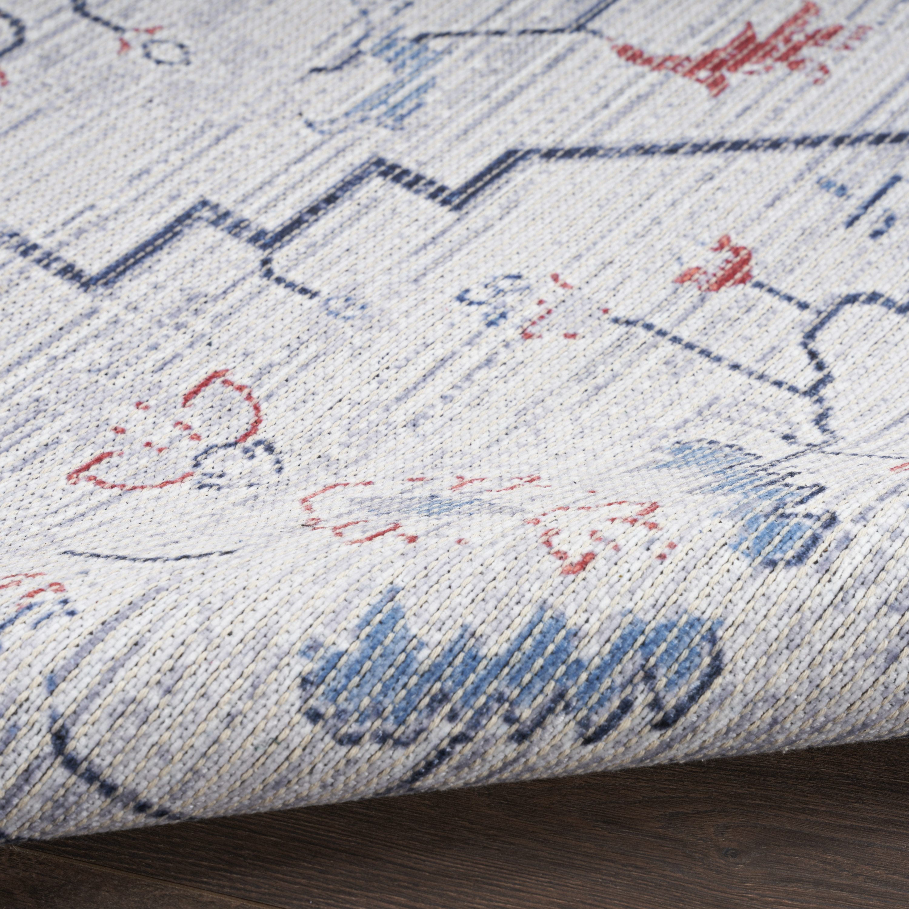 Nourison New Concept Washables 2'2" x 10' Ivory Blue Farmhouse Indoor Rug