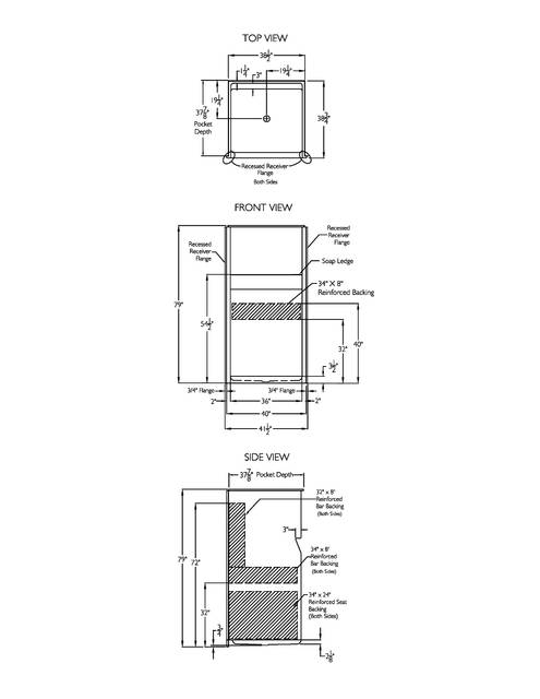Technical Drawing — Cd Shower Tech Draw Xss 3636 Sh Rrf ANSI Type B