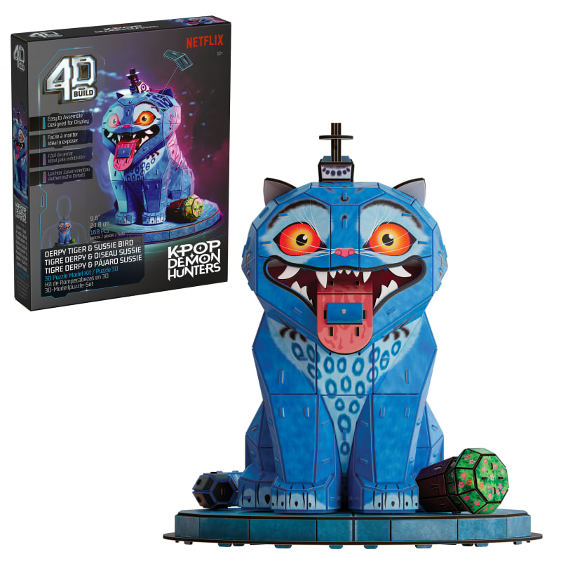 4D Build, KPop Demon Hunters Derpy Tiger & Sussie Bird 3D Puzzle, Removeable Tongue & Flowerpot, KPop Demon Hunters Collectible Model Kit, Desk Décor & Display Piece for Fans, 168 Pieces, Ages 12 & Up