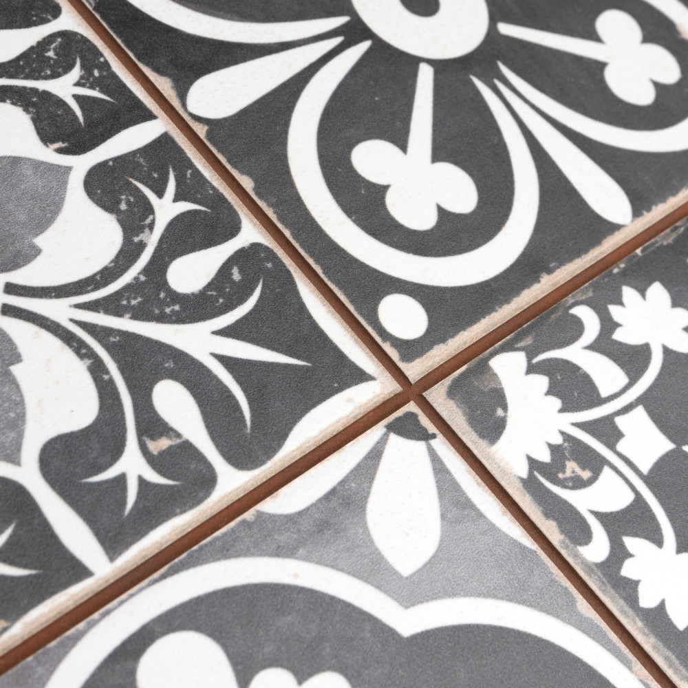 Faenza Nero 13 in. x 13 in. Ceramic Floor and Wall Tile