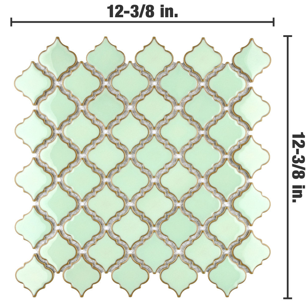 Hudson Tangier Light Green 12-3/8 in. x 12-3/8 in. Porcelain Mosaic Tile