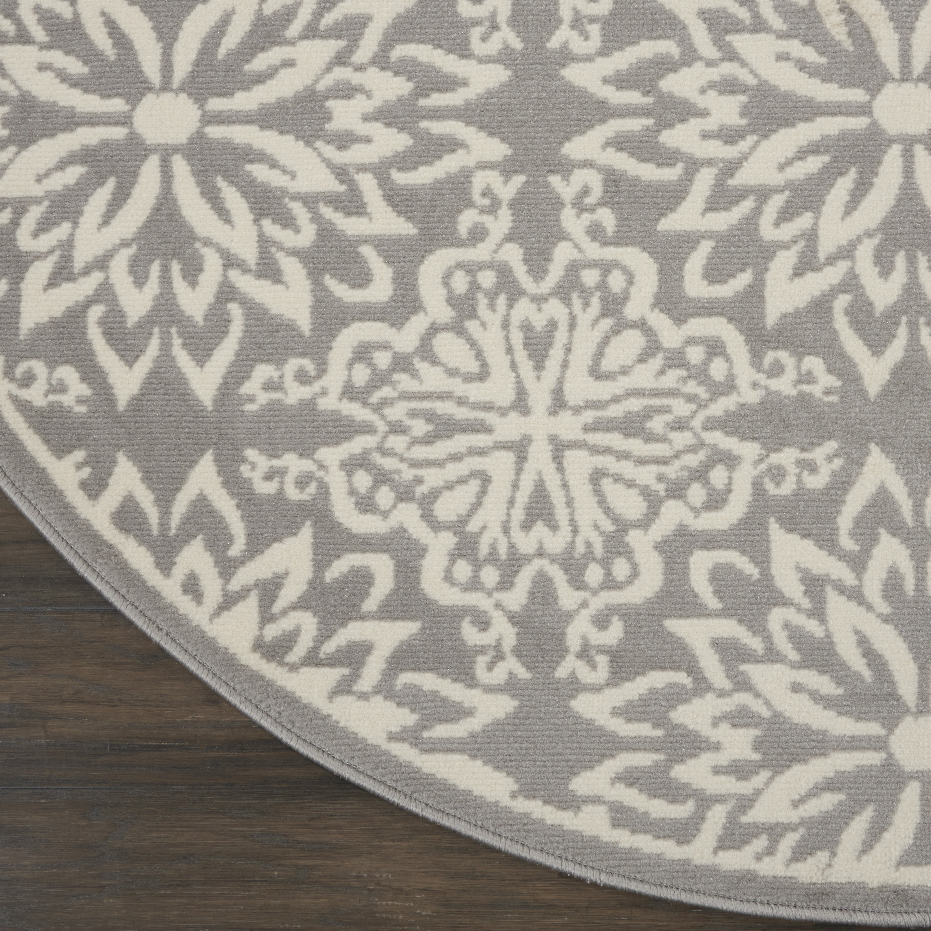 Nourison Jubilant 8' x Round Ivory/Grey Farmhouse Indoor Rug