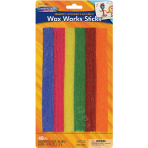 Wax Works&reg; Sticks, Assorted Hot Colors, 8", 48 Pieces