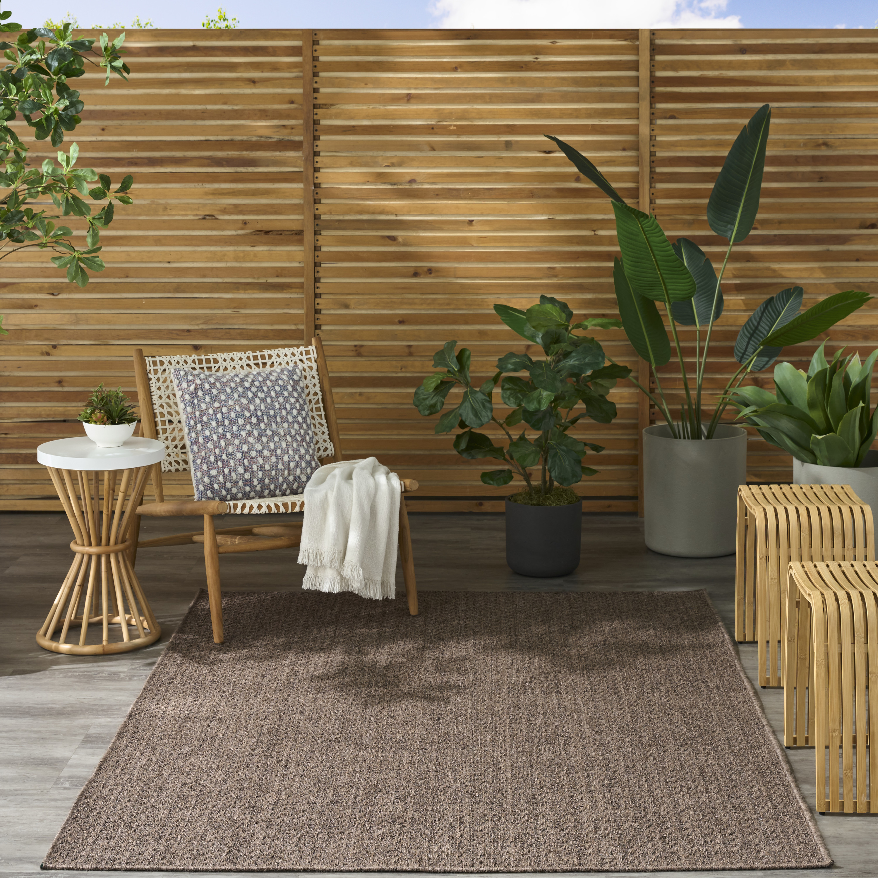 Nourison Tulum 4' x 6' Brown Outdoor Rug