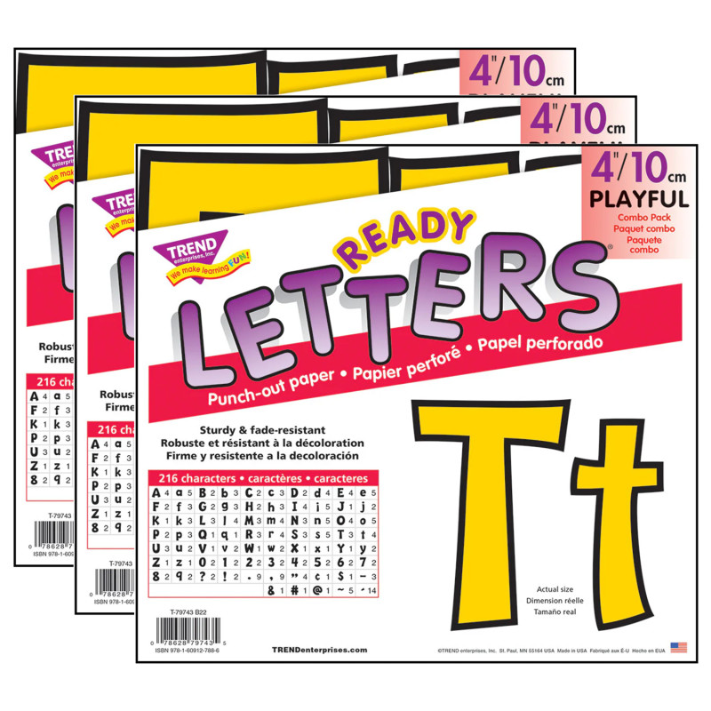 Yellow 4" Playful Combo Ready Letters®, 3 Packs