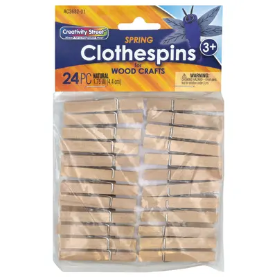 Creativity Street  Spring Clothespins, Natural,  1.75", 24 Pieces