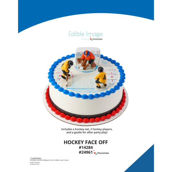 Hockey Face Off The Magic of Cakes® PhotoCake® Enhanced Round Background Page