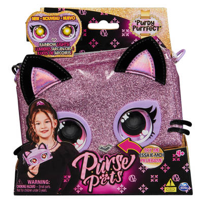 Purse Pets, Keepin’ It Clutch Purdy Purrfect Kitty Pet Toy and Wristlet Purse with Light up Rainbow Eyes, Kids Toys for Girls Ages 4 and up