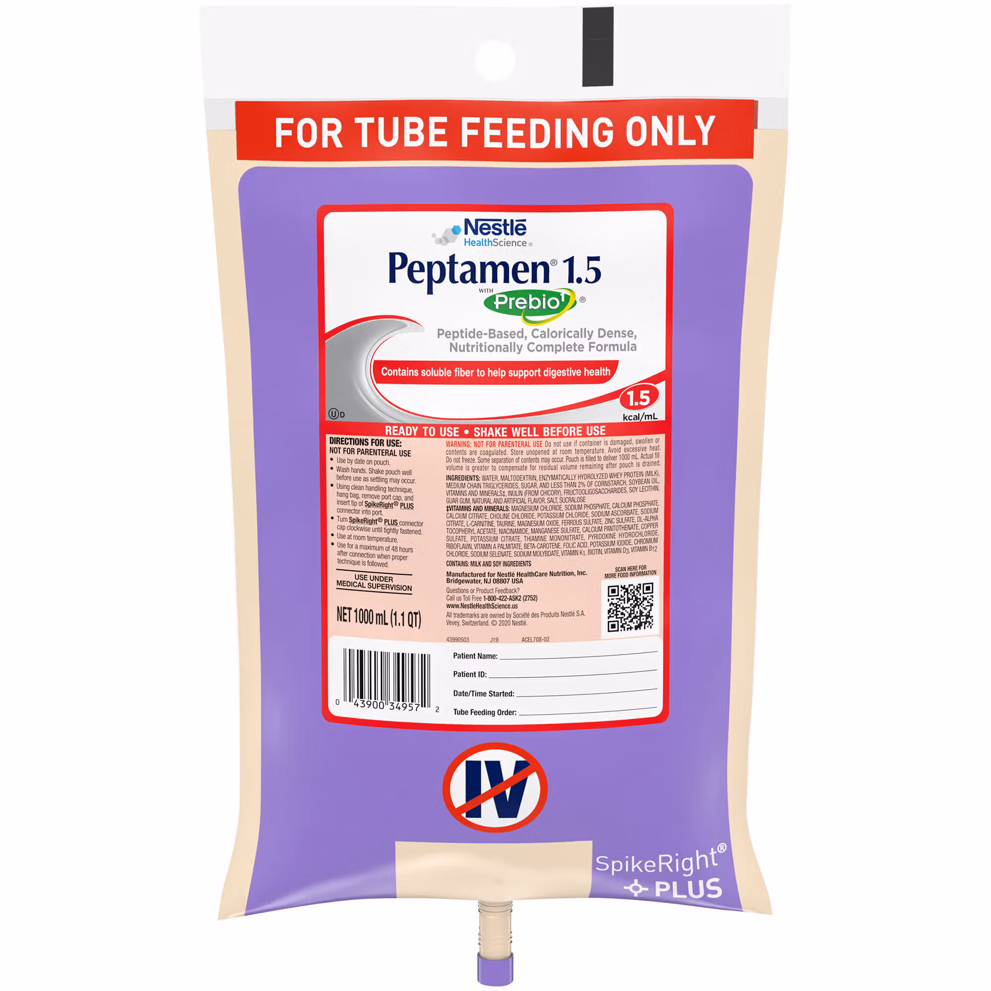 Peptamen® 1.5 with Prebio1™ Peptide-Based Nutritionally Complete Formula, 1 Lite