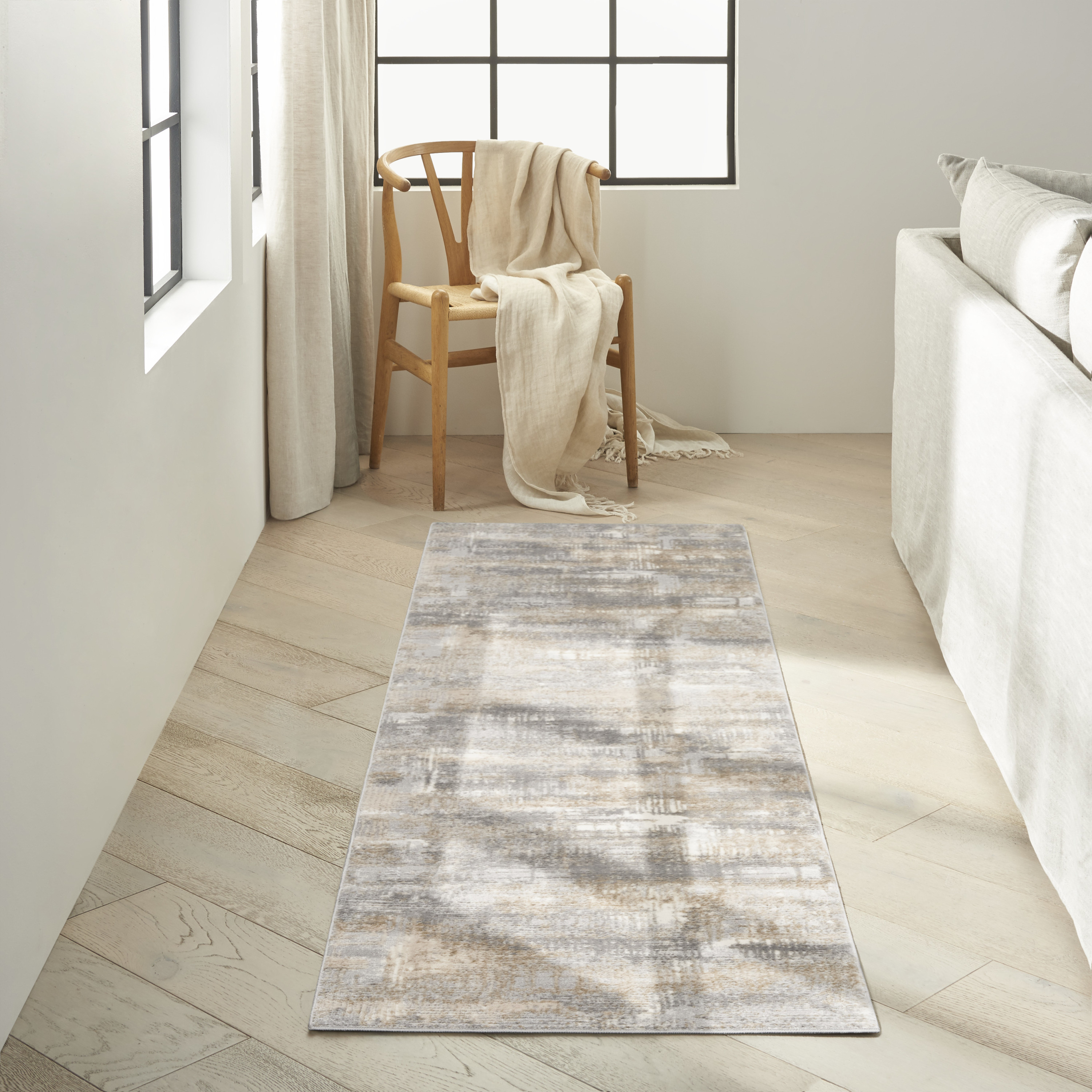 Calvin Klein CK950 Rush 2'3" x 10' Grey Beige Modern Indoor Rug