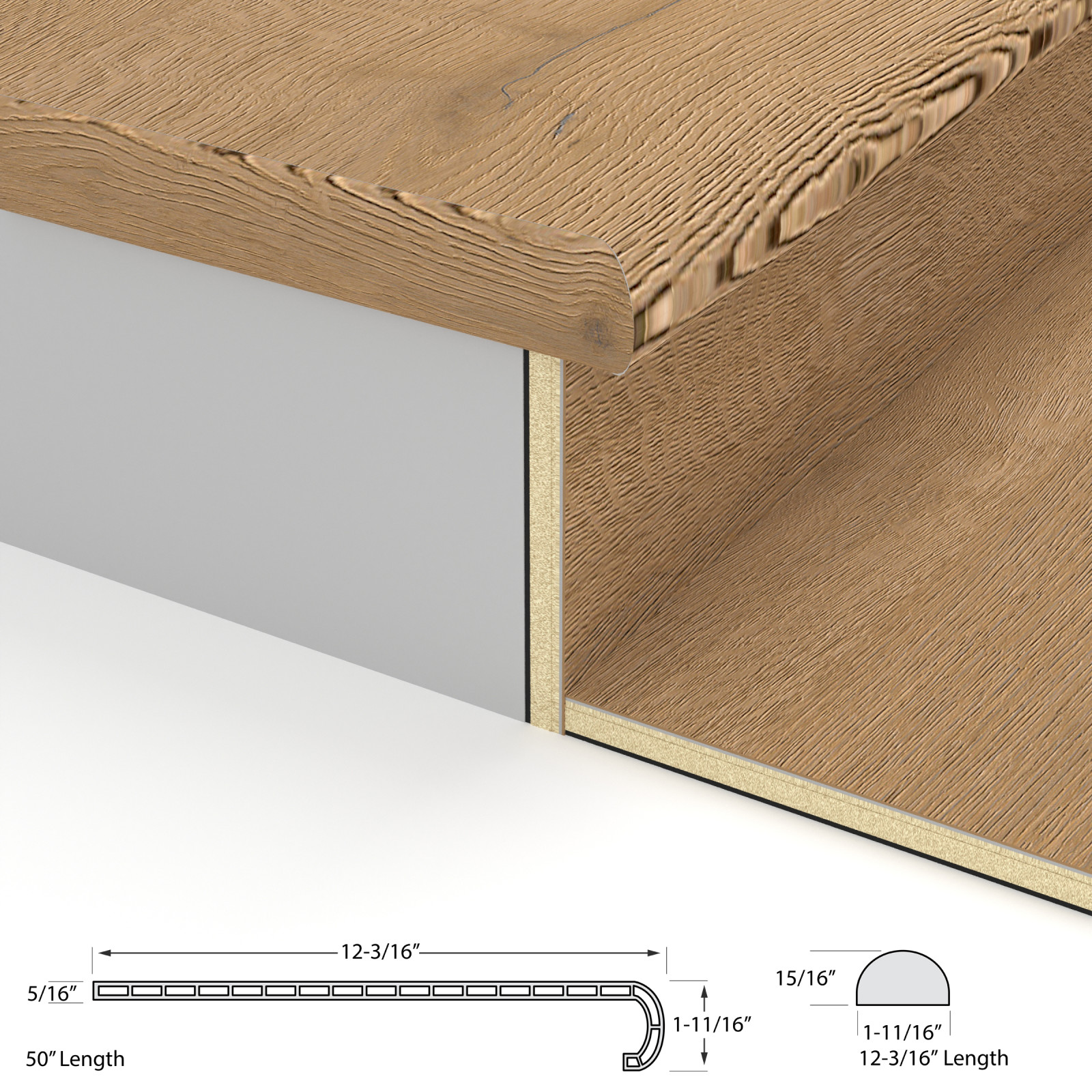 Aliso Almond Laguna Vinyl Stair Tread w/ Cap view 4