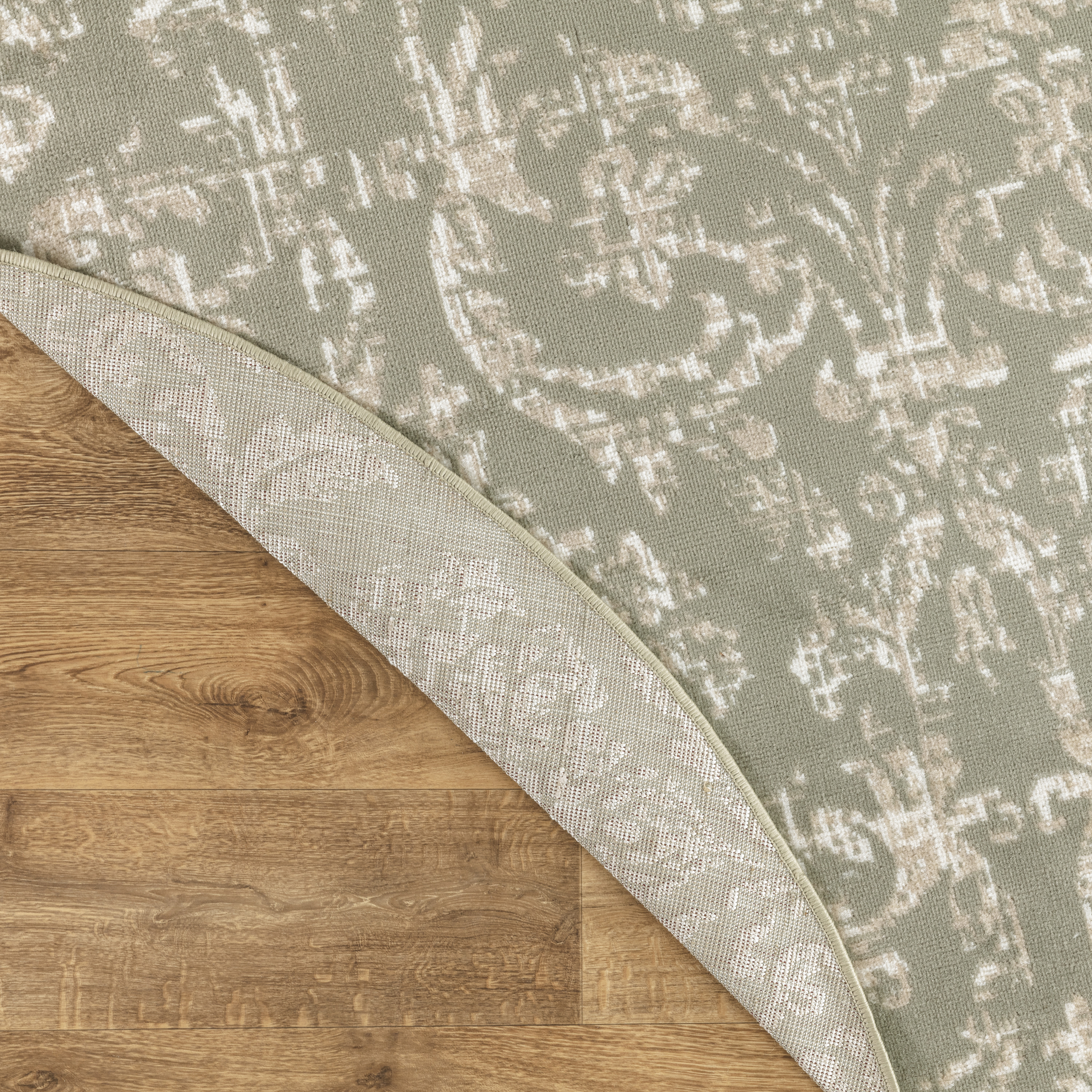 Nourison Jubilant 5'3" x Round Olive Vintage Indoor Rug