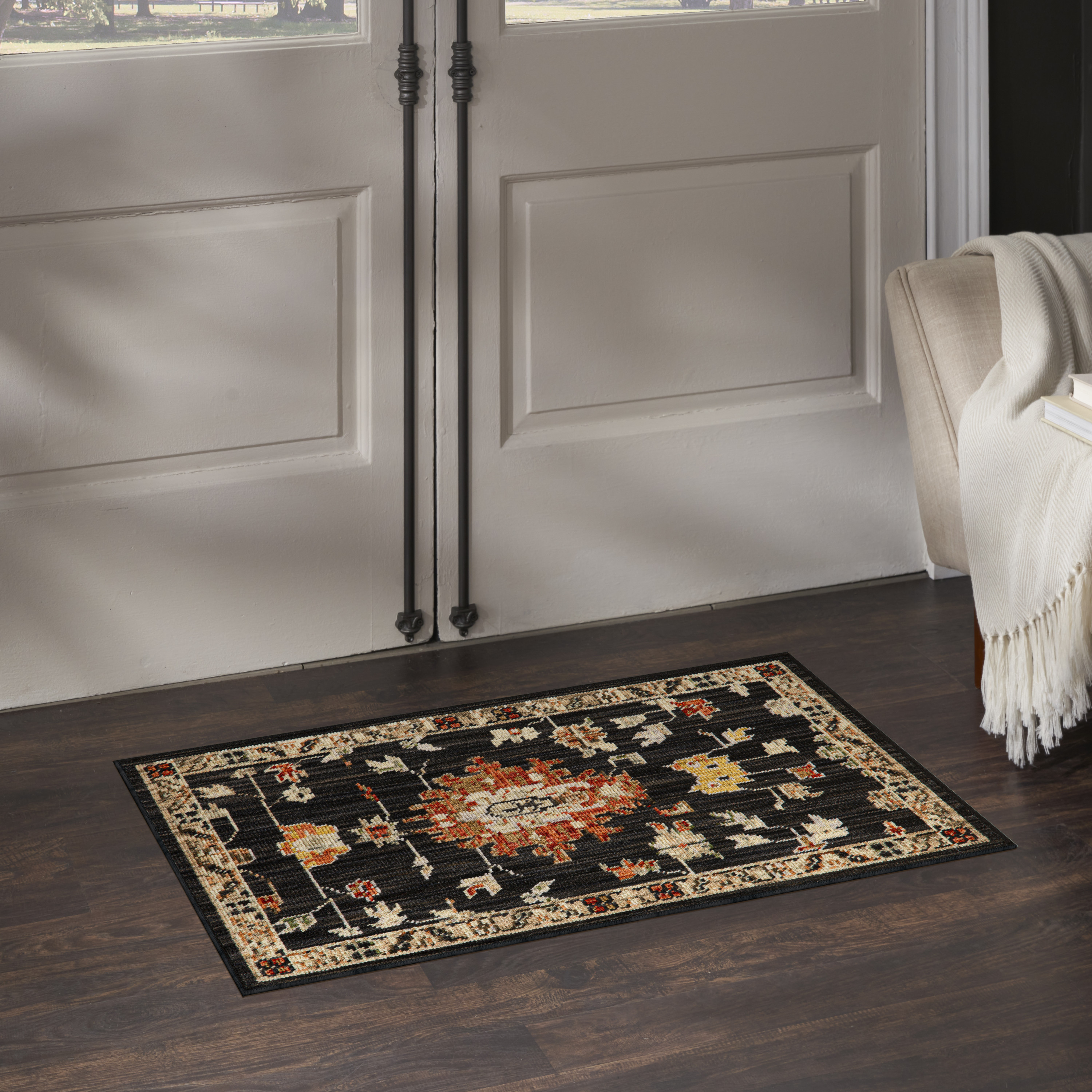 Nourison Antique Bloom 2' x 3' Black Vintage Indoor Rug